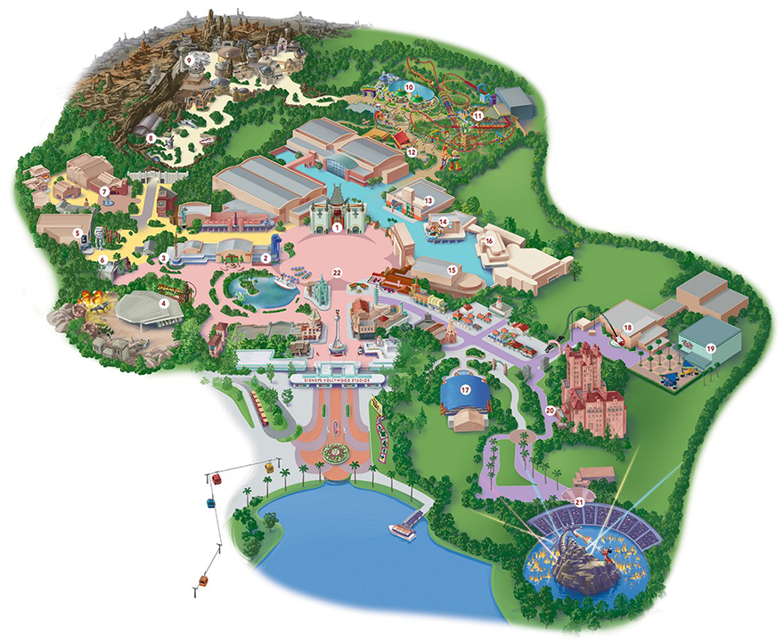 Map of Disney World Hollywoos Studios Attractions